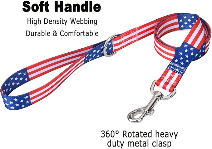 Mihqy American Flag Dog Collar and Leash Set- Patriotic, US Flag Pattern - Image 4