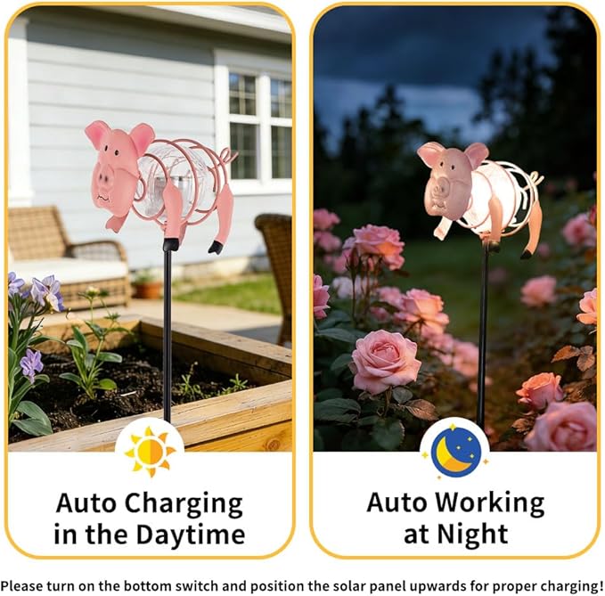 Farm Animal Solar Garden Lights, Decorative Statues Figurine Lights - Image 3