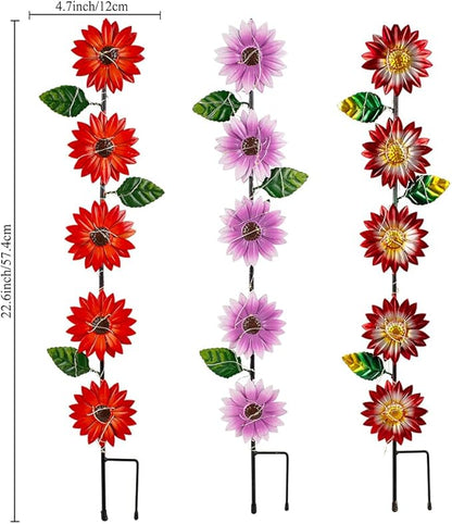 Set of 3 Solar Garden Lights, 22.6'' H Flowers Decorative Garden Stakes - Image 3