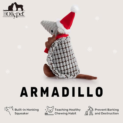 Hollypet Plush Dog Squeaky Toy Stuffed Armadillo Animal Pet Puppy Chew Toys - Image 4