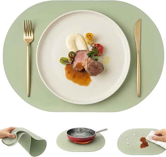 Premium Thick Silicone Placemat，Heat & Oil Resistant, Non-Slip Table Mat by Promattoo