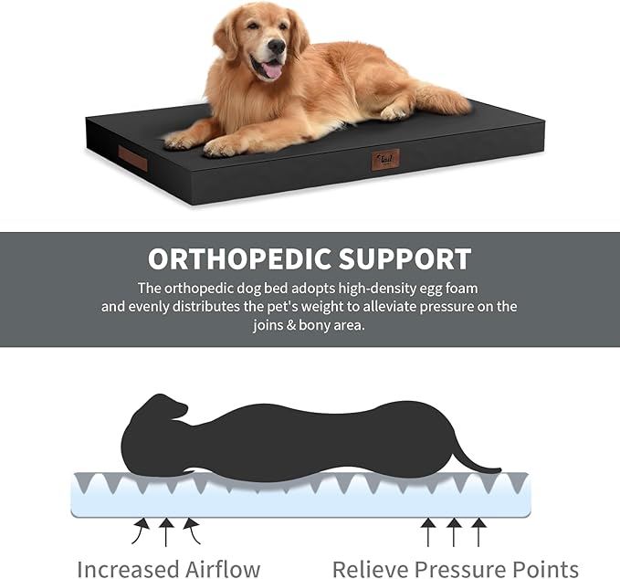 Outdoor Orthopedic Dog Bed for Extra Large Dogs, XL Waterproof Flat Pet Bed - Image 3