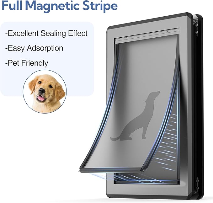 Full Enclosed Magnetic Flaps Dog Door, Rustproof Aluminum Alloy Frame, Extreme - Image 3