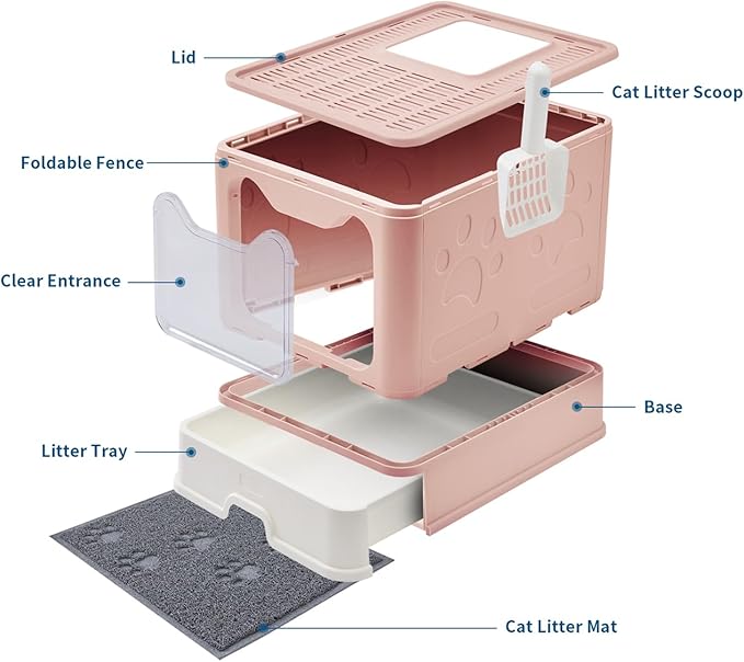 Medario Cat Litter Box with Litter Mat and Scoop, Large Covered Litter Box with - Image 7