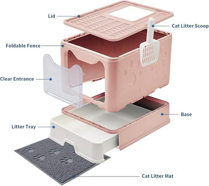 Medario Cat Litter Box with Litter Mat and Scoop, Large Covered Litter Box with - Image 7
