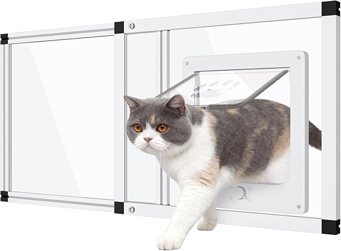 Sliding Cat Door for Window, Fits 28.5"-32" Width Window, 1-Min Install | by Yoochee
