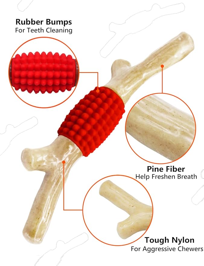SCHITEC Dog Chew Toy for Aggressive Chewers, Tough Big Nylon & Rubber Teething - Image 7