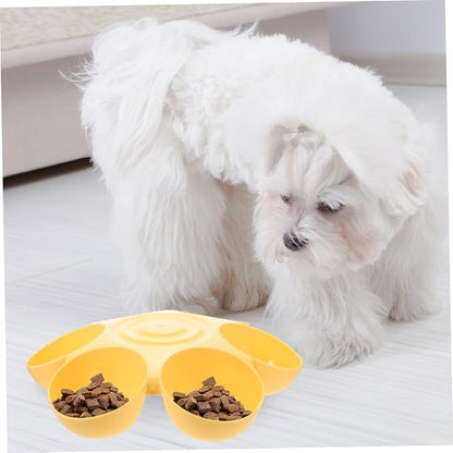 2pcs Flower Petal Shaped Pet Food Container and Water Bowl Set, Six-Compartment - Image 3