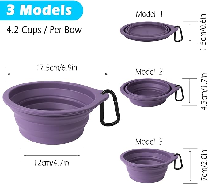PetBonus 2-Pack Large Silicone Collapsible Dog Bowls, 34oz/1000ml BPA Free - Image 3
