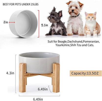 Petygooing Grey Elevated/Raised Ceramic Dog Bowl - Image 3