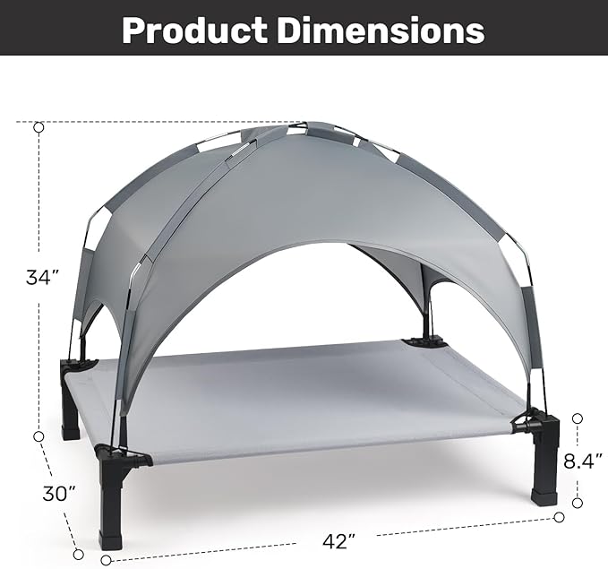 Heeyoo Elevated Dog Bed with Removable Canopy, Portable Dog Cot with Sun - Image 6