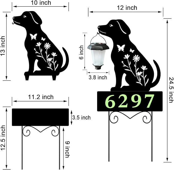 Solar Dog Garden Stakes Dog Holding Solar Lantern Decor Stakes Animal Yard - Image 6