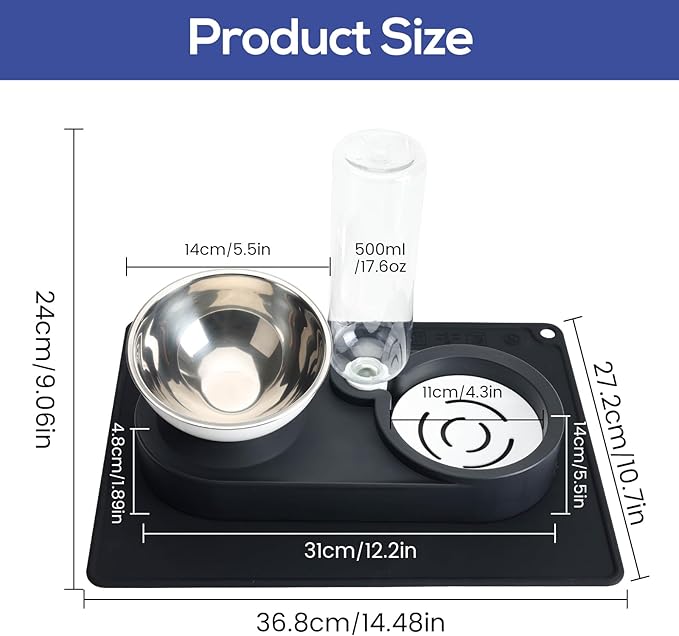 Raised Dog Cat Food Bowl, Cat Food and Water Bowl Set - Image 2