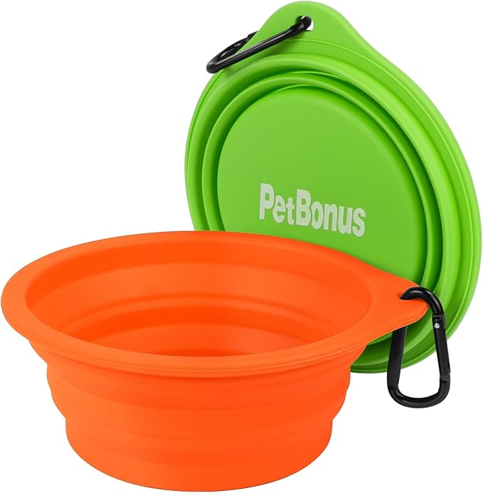 PetBonus 2-Pack Large Silicone Collapsible Dog Bowls, 34oz/1000ml BPA Free - Image 7