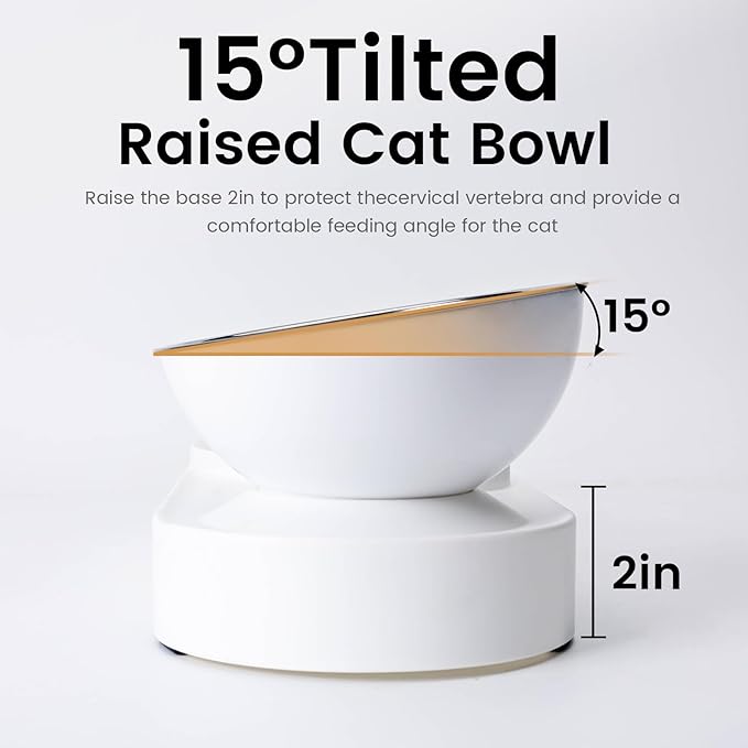 2 in 1 Elevated Dog Cat Bowls, 15°Tilted Pets Water and Food Bowl Set, Pet - Image 4