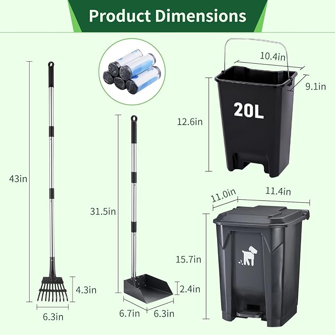 Dog Pooper Scooper, Dog Poop Trash Can Set - Image 4