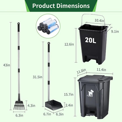 Dog Pooper Scooper, Dog Poop Trash Can Set - Image 4