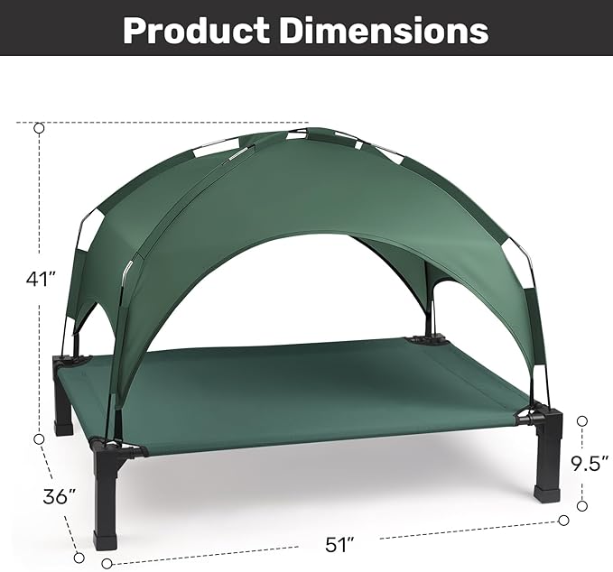 Heeyoo Elevated Dog Bed with Removable Canopy, Portable Dog Cot with Sun - Image 6