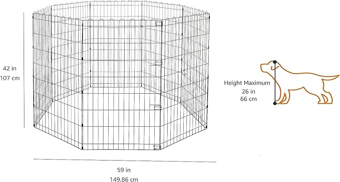 Amazon Basics Foldable Octagonal Metal Exercise Dog Playpen, Indoor/Outdoor - Image 2