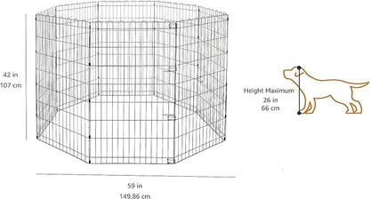 Amazon Basics Foldable Octagonal Metal Exercise Dog Playpen, Indoor/Outdoor - Image 2