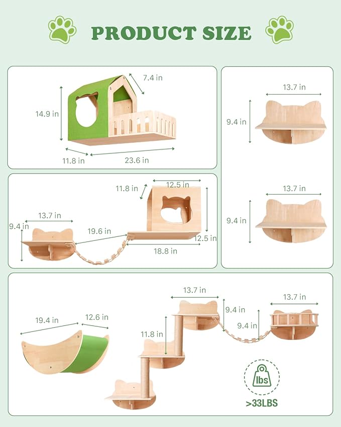 Cat Wall Shelves, 16 in 1 Cat Wall Furniture - Image 4