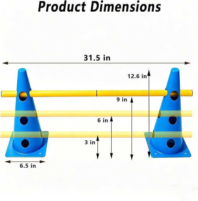 12 Sets Dog Agility Hurdle Cone Set, 3 Height Adjustable Backyard Agility - Image 3