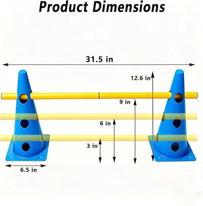 12 Sets Dog Agility Hurdle Cone Set, 3 Height Adjustable Backyard Agility - Image 3