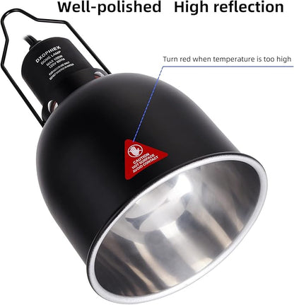 DXOPHIEX 5.5inch Deep Dome Reptile Heat Lamp Reptile Light Fixture UVB Light - Image 3