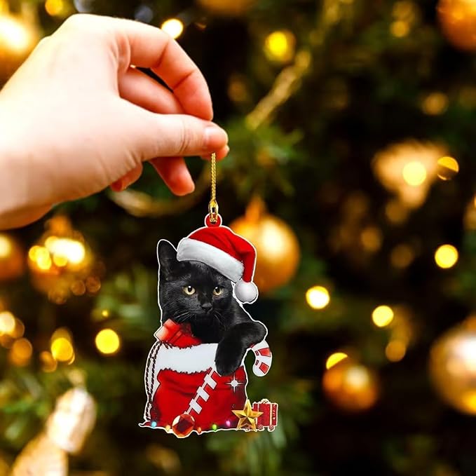 2026 Cat Tree Christmas 2D Ornaments Black Cat Acrylic Decorations - Image 2