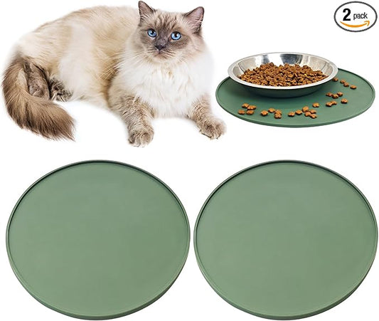 BNOSDM Silicone Cat Feeding Mat 2 Pack Dog Bowl Mats Pet Silicone Food Mat by BNOSDM