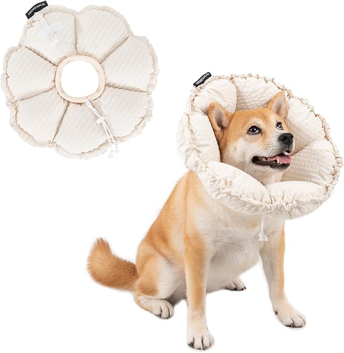 H HIDREAM Soft Dog Cones for Medium Dogs, Cute Adjustable Cone for Dogs to Stop by HHIDREAM