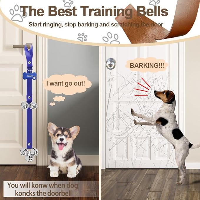 Leather Dog Bells, Puppy Potty Training Bell Dog Doorbell Potty Train Dog Bell - Image 6