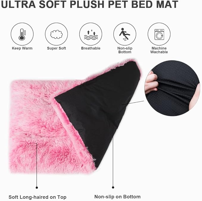 Vonabem XL Dog Bed Large Crate Pad, Washable Pink Pet Beds, Deluxe Plush Soft - Image 5