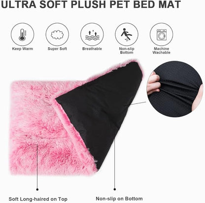 Vonabem XL Dog Bed Large Crate Pad, Washable Pink Pet Beds, Deluxe Plush Soft - Image 5