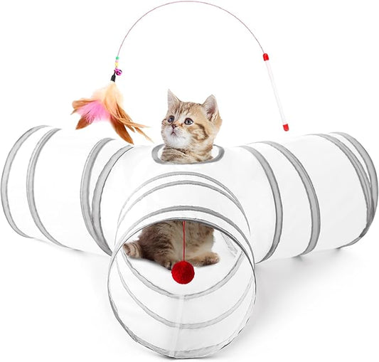 Tempcore Cat Tunnel for Indoor Cats, 3-Way Collapsible Play Tunnel by Tempcore