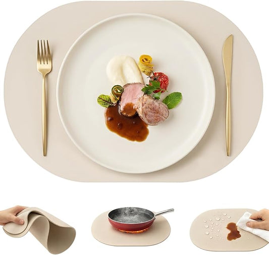 Premium Thick Silicone Placemat，Heat & Oil Resistant, Non-Slip Table Mat by Promattoo
