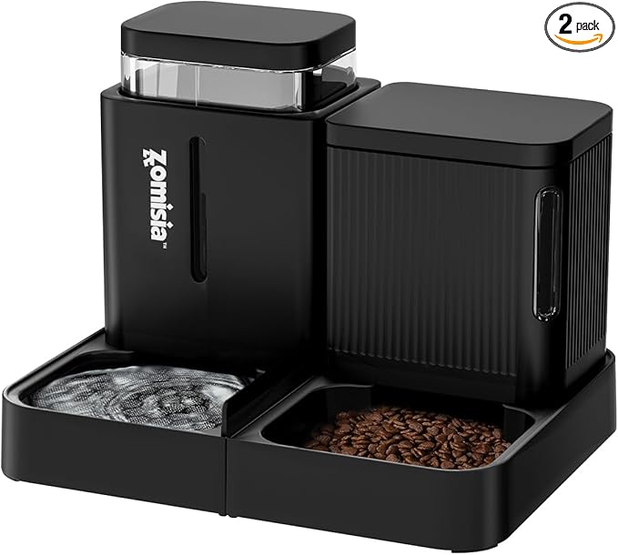 ZOMISIA Automatic Cat Feeder and Water Dispenser Set, 2 in 1 Gravity Cat Food by Zomisia