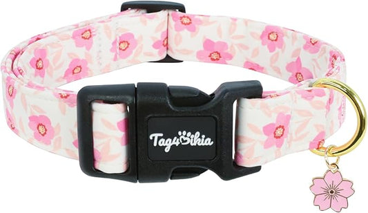 Dog Collar with Pink Cherry Blossom Patterns, Spring Summer Collection Dog by Unknown