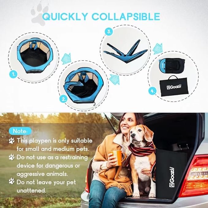 GOOZII Portable Dog Playpen Indoor Outdoor, Collapsible Pet Dog Playpen - Image 6