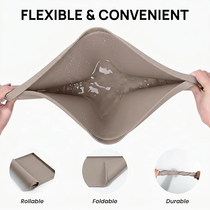 YINEYA Silicone Under Sink Mat Waterproof 24" x 16", Raised Edge Cabinet Liner - Image 5