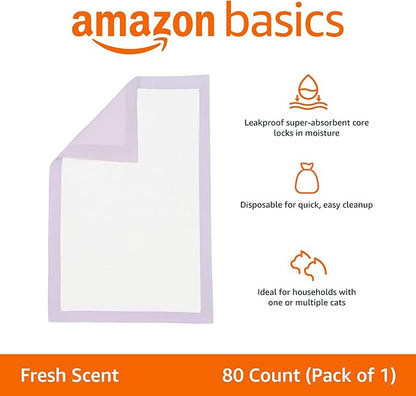 Amazon Basics Cat Pee Pads, Odor Control, Super Absorbent, Disposable, - Image 2