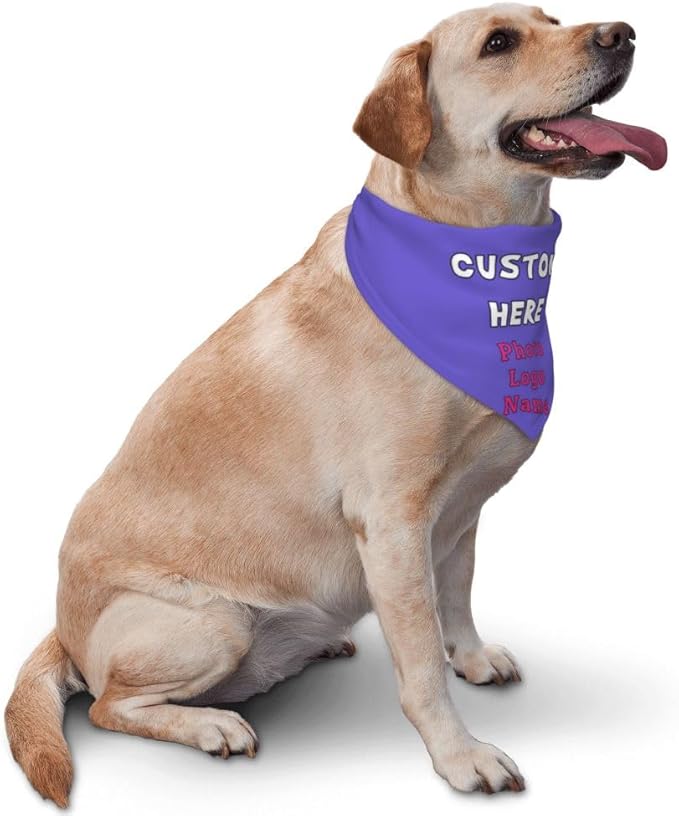 Personalized Dog Bandanas Custom Pet Scarf Add Your Own Logo Photo Text - Image 2