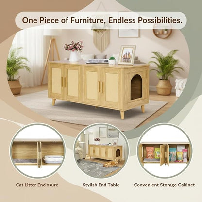 Homhedy Boho Cat Litter Box Enclosure - Image 3