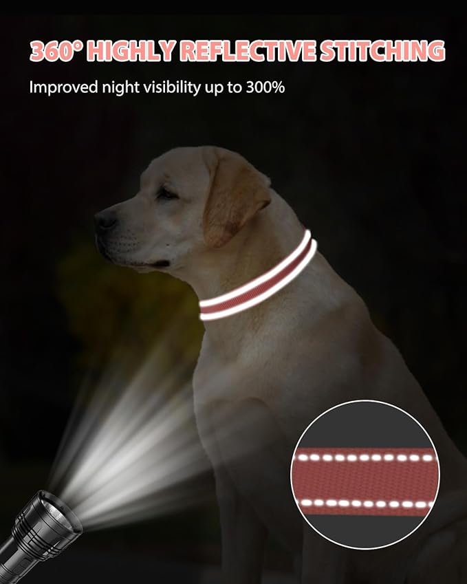 Joytale Dog Collar for Large Dogs, Strong Double-Sided Reflective Nylon Collar - Image 5
