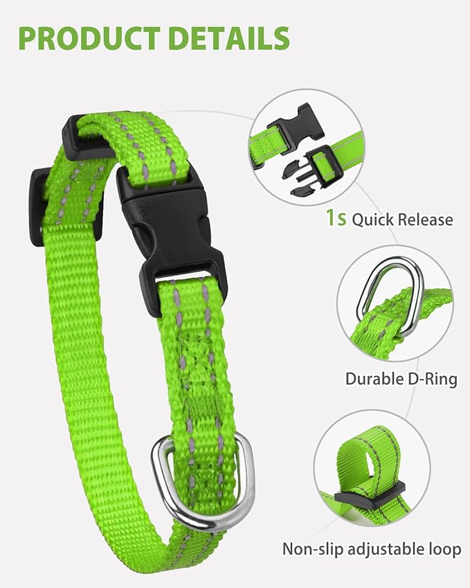 Joytale Puppy Collar, Feather-Light Double-Sided Reflective Nylon Collar - Image 4
