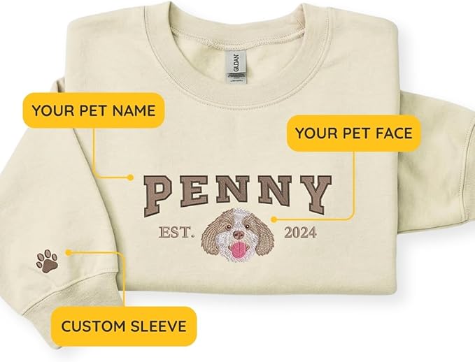 Custom Embroidered Sweatshirt Dog From Real Photo - Image 3