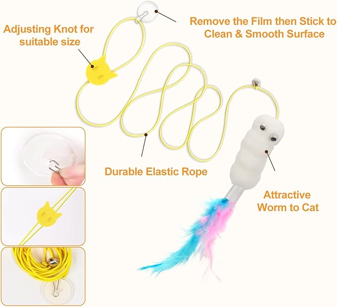 JIARON 6 PCS Interactive Cat Feather Toys, Indoor Hanging Retractable Cat Toy - Image 5