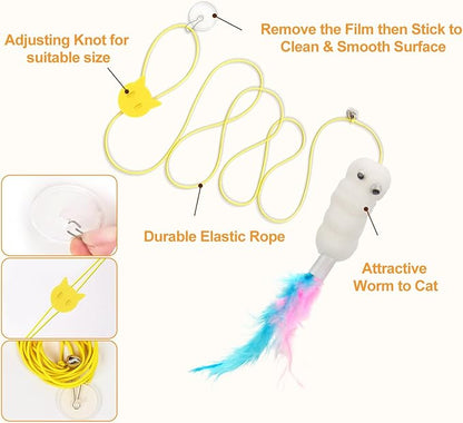 JIARON 6 PCS Interactive Cat Feather Toys, Indoor Hanging Retractable Cat Toy - Image 5