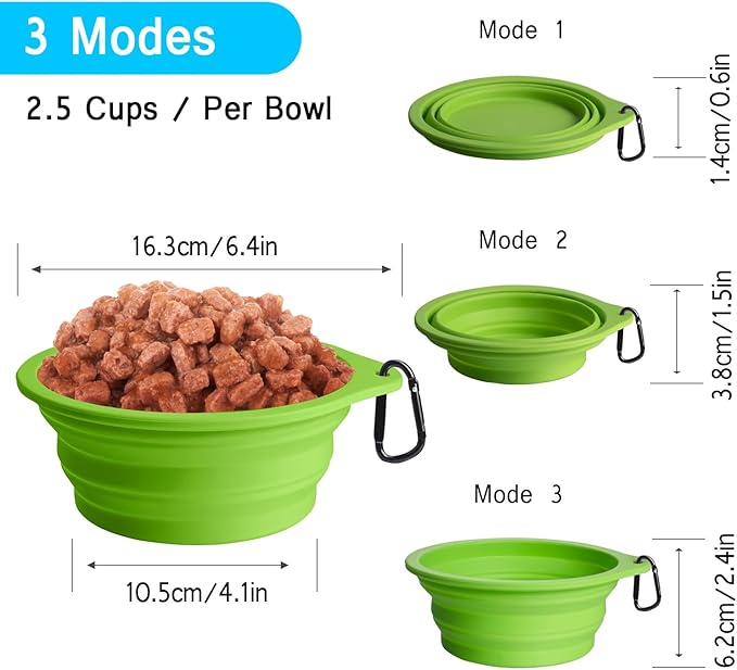 PetBonus 2-Pack Silicone Collapsible Dog Bowls, BPA Free Dishwasher Safe - Image 3