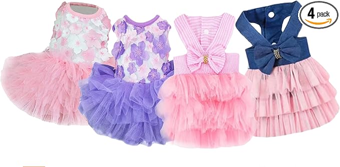 Dog Dresses, Fashion Pet Dog Clothes, Striped Mesh Puppy Dogs Princess Dresses by TAPBULL